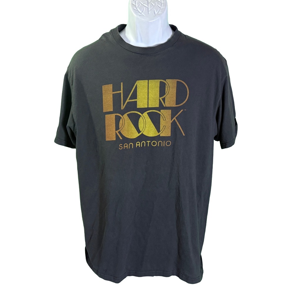 Hard Rock Cafe T-Shirt Mens XL Black San Antonio Gold Gradient Graphic Tee